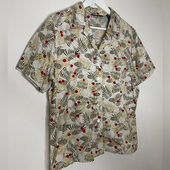 Vintage Valerie Stevens button down top cherry design SZ L 100% cotton - Picture 3 of 7